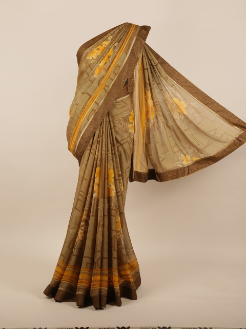 

Pothys Tan Brown & Yellow Floral Saree