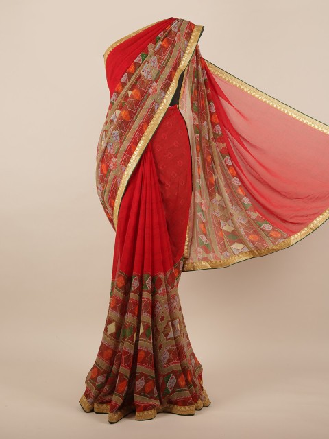 

Pothys Red & Green Zari Saree