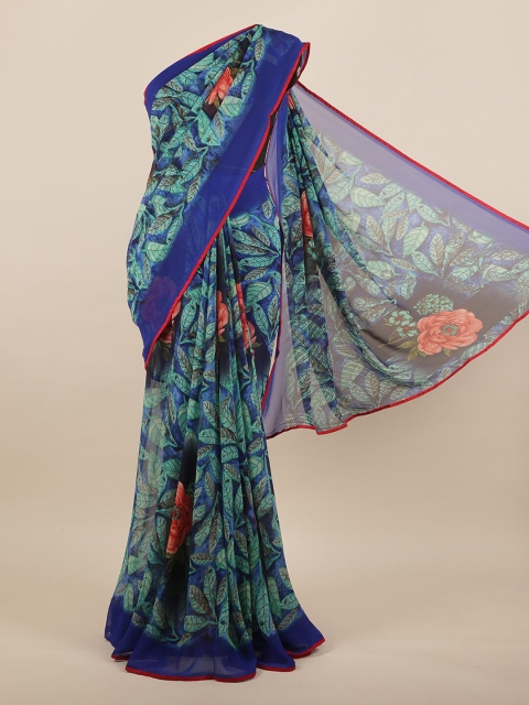 

Pothys Blue & Sea Green Floral Saree