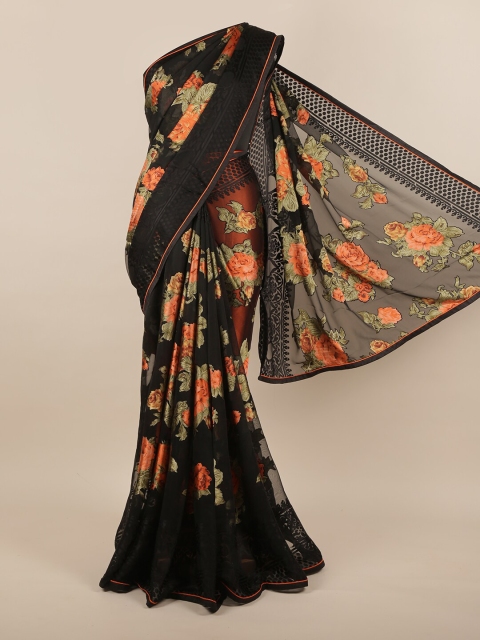 

Pothys Black & Orange Floral Saree