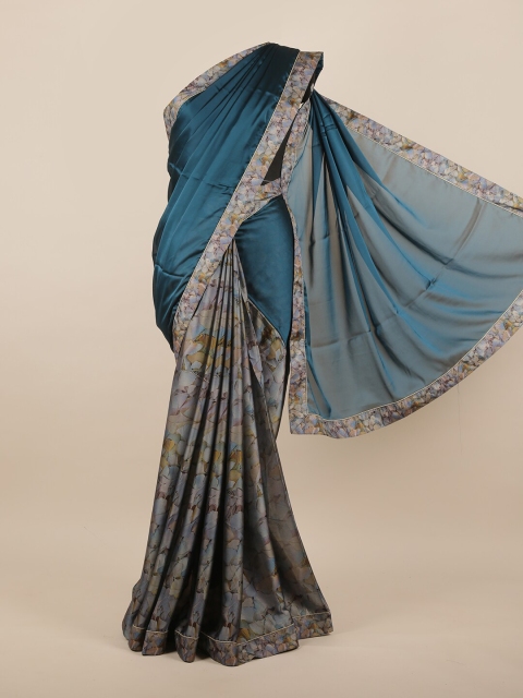 

Pothys Teal & Grey Floral Saree