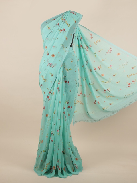 

Pothys Turquoise Blue & Red Floral Saree