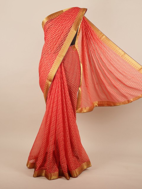 

Pothys Orange & Gold-Toned Zari Saree