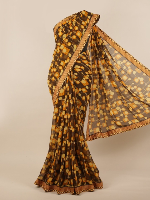 

Pothys Brown & Yellow Printed Saree