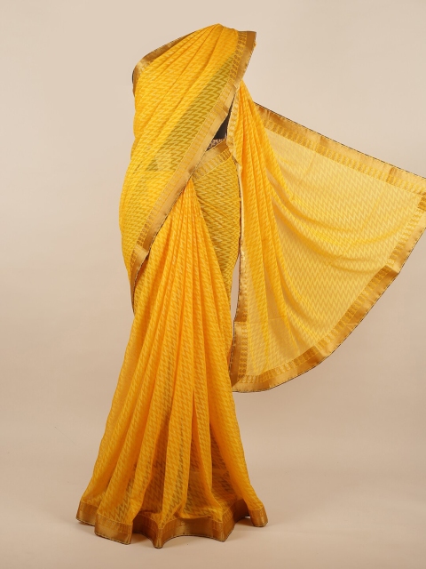 

Pothys Yellow & Gold-Toned Printed Saree