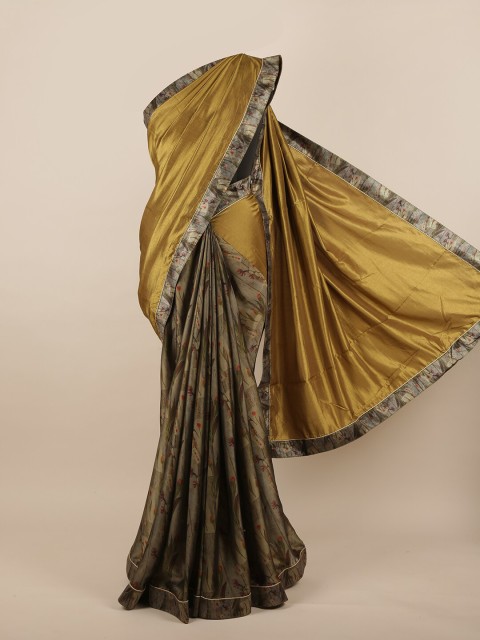 

Pothys Green & Grey Floral Saree