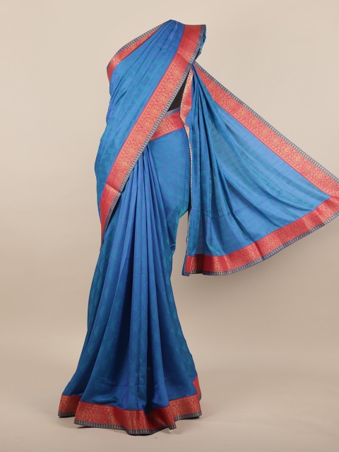 

Pothys Blue & Red Ethnic Motifs Zari Saree