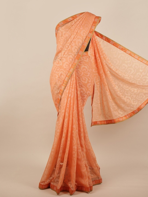 

Pothys Peach-Coloured Floral Beads and Stones Saree