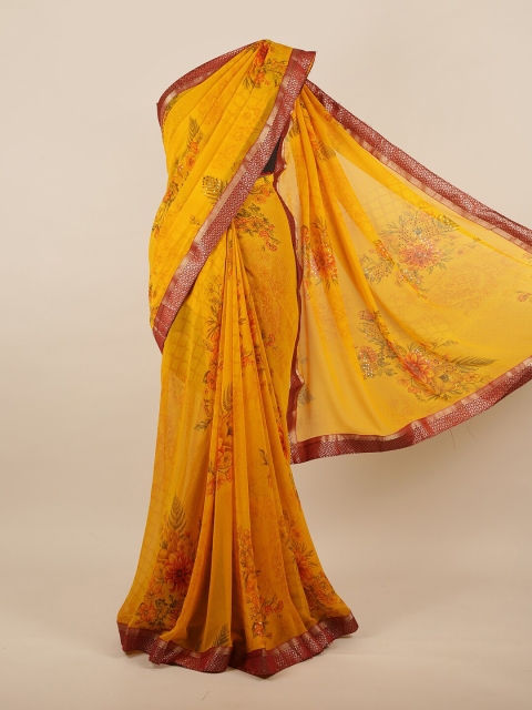

Pothys Yellow & Red Floral Zari Saree