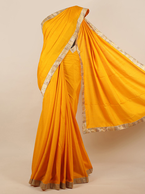 

Pothys Yellow & Gold-Toned Zari Saree