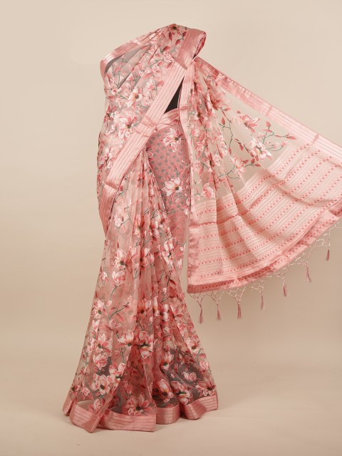 

Pothys Pink & Green Floral Saree