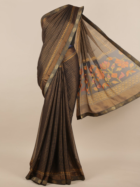 

Pothys Brown & Gold-Toned Zari Saree