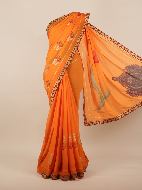 

Pothys Orange & Red Floral Saree