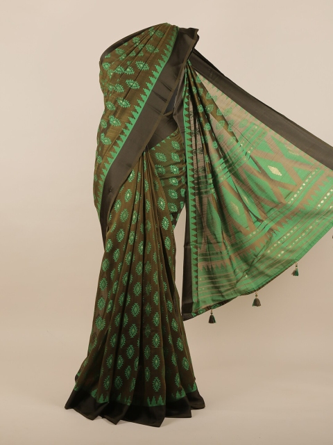 

Pothys Green & Brown Woven Design Saree