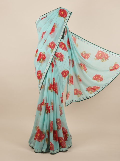 

Pothys Blue & Red Floral Saree