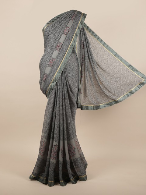 

Pothys Grey & Black Beads and Stones Saree
