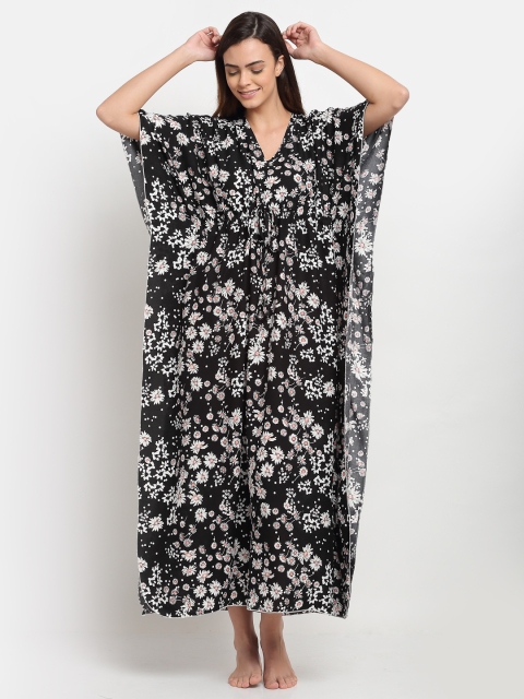 

Claura Black Printed Maxi Nightdress