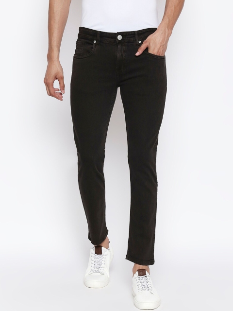 

People Men Olive Green Skinny Fit Mid Rise Clean Look Cropped Jeans
