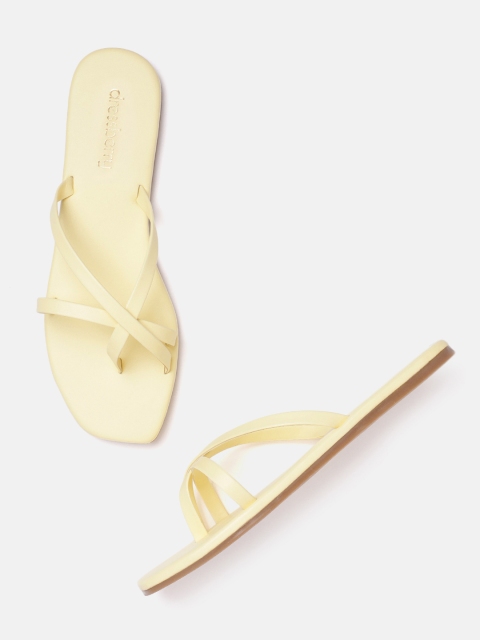 

DressBerry Women Yellow Solid Criss Cross Open Toe Flats