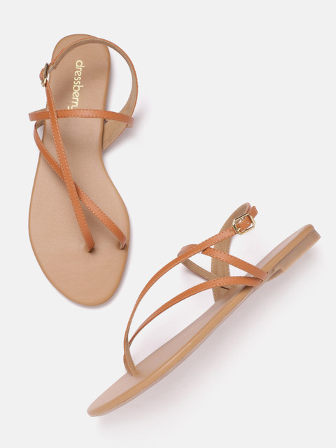 

DressBerry Women Tan Brown Solid One Toe Flats