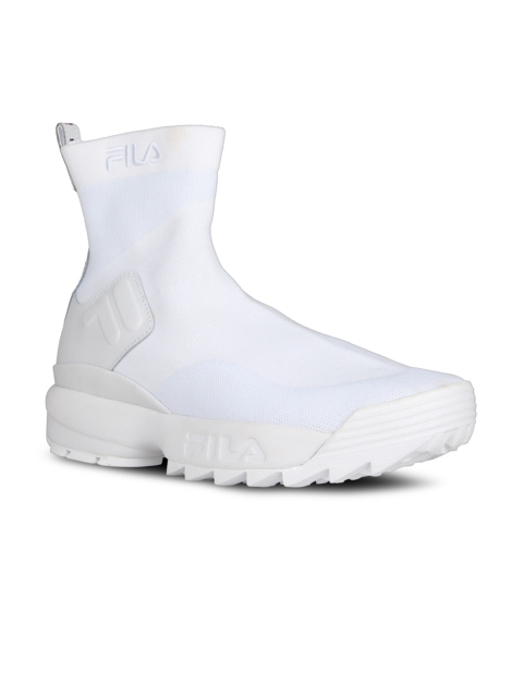

FILA Women White Woven Design Leather High-Top Loafers