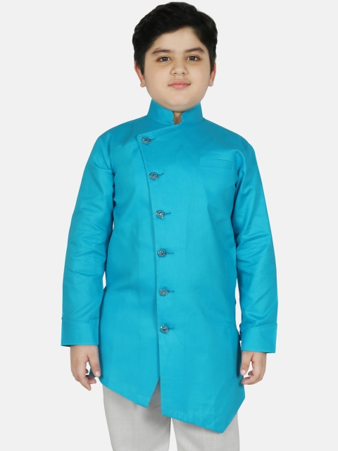 

SG YUVRAJ Boys Turquoise Blue Thread Work Kurta