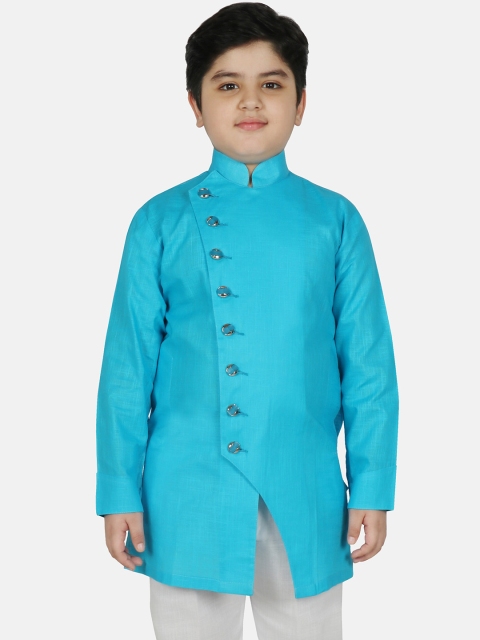 

SG YUVRAJ Boys Turquoise Blue Mandarin Collar Kurta
