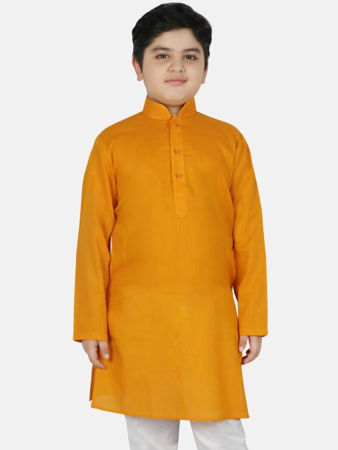 

SG YUVRAJ Boys Mustard Yellow Thread Work Kurta