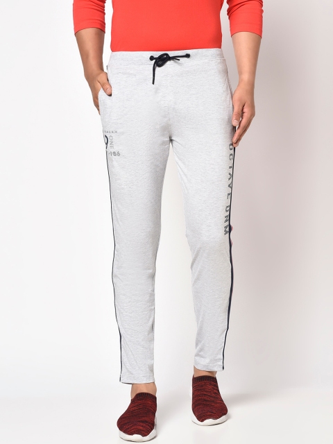 

Octave Men Cotton Grey & Navy Blue Typography Printed Track Pants