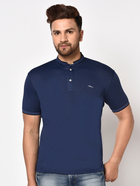 

Octave Men Blue Mandarin Collar T-shirt