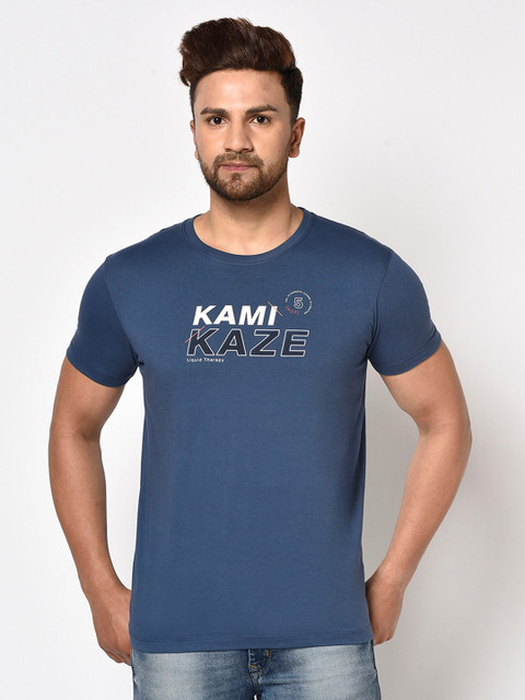 

Octave Men Blue Typography Printed T-shirt