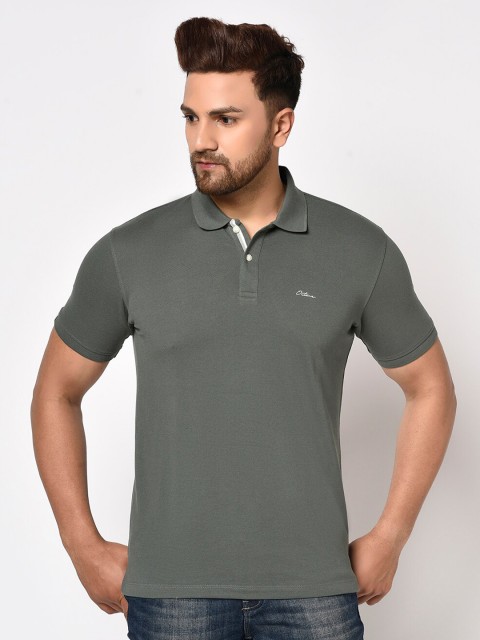 

Octave Men Olive Green Polo Collar T-shirt