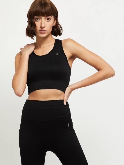 

max Black Solid Non Padded Non Wired Full Coverage Workout Bra