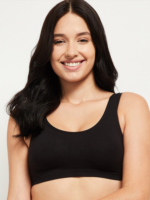 

max Women Solid Black Workout Bra Full Coverage Bra- SP21UBMC02BLACK