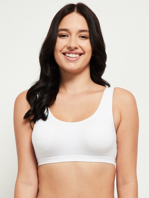 

max Women Solid White Workout Bra Full Coverage- SP21UBMC03WHITE
