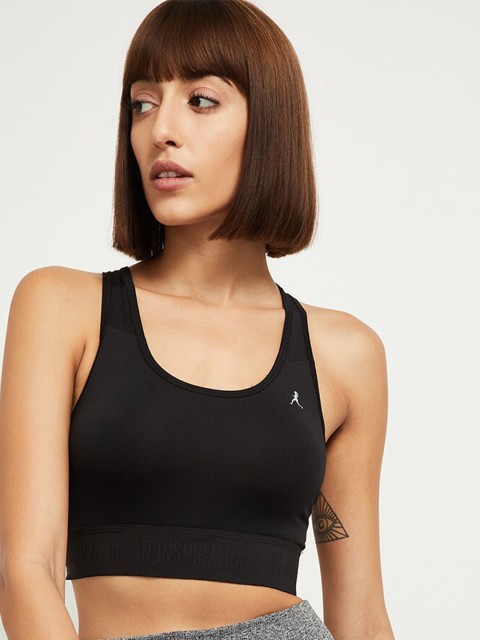 

max Black Solid Workout Bra - Non-Wired Non-Padded