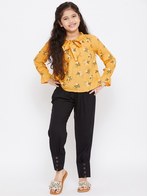 

Stylo Bug Girls Yellow & Black Printed Top with Trousers