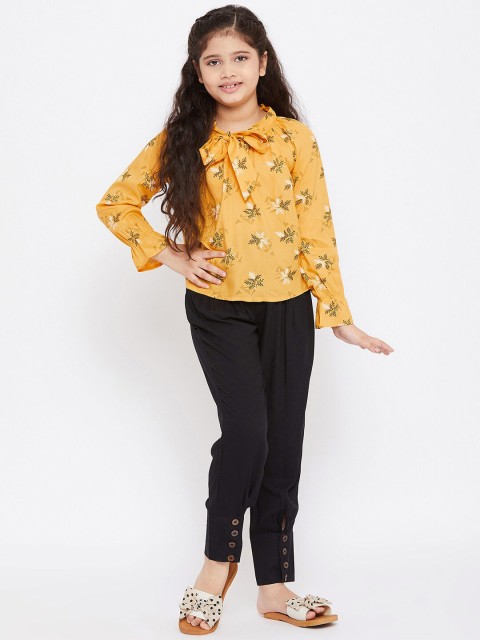 

Stylo Bug Girls Yellow & Black Printed Top with Trousers
