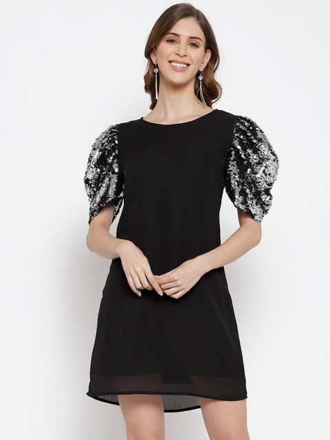 

SCOUP Black Crepe A-Line Dress