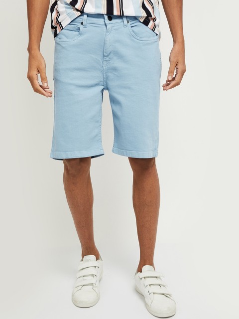 

max Men Blue Mid-Rise Chino Shorts