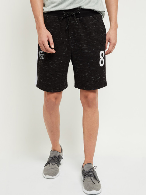 

max Men Black Printed Mid-Rise Regular Shorts