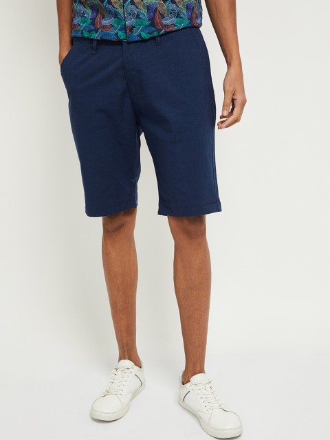 

max Men Navy Blue Chino Shorts