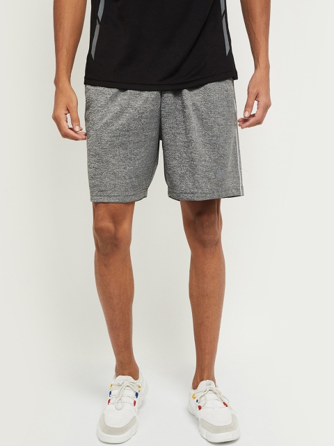 

max Men Grey Melange Mid-Rise Regular Shorts