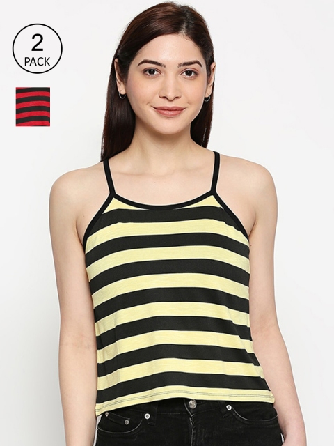 

inocenCia Women Yellow & Red Pack Of 2 Striped Camisoles