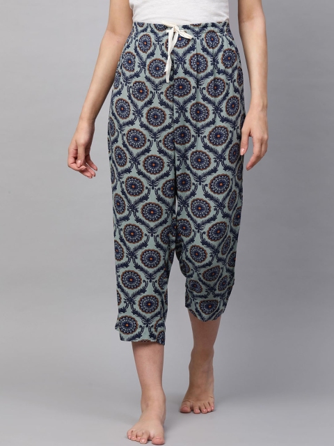 

Chemistry Women Blue & Green Printed Cropped Lounge Pant