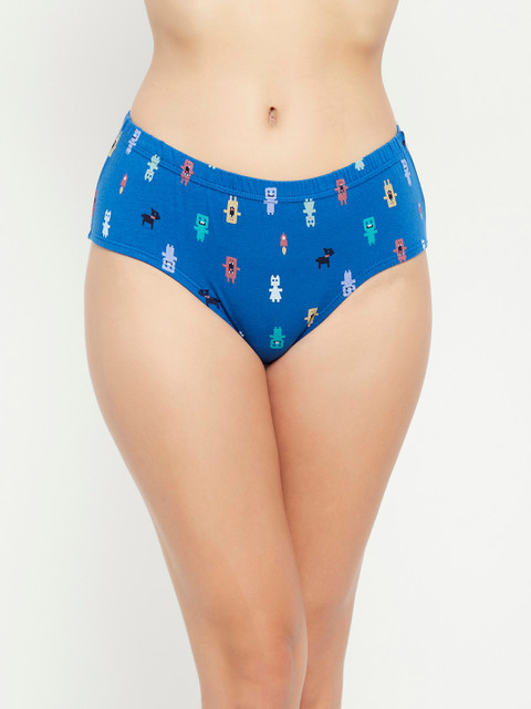 

Clovia Women Blue & Yellow Graphic Printed Hipster Briefs
