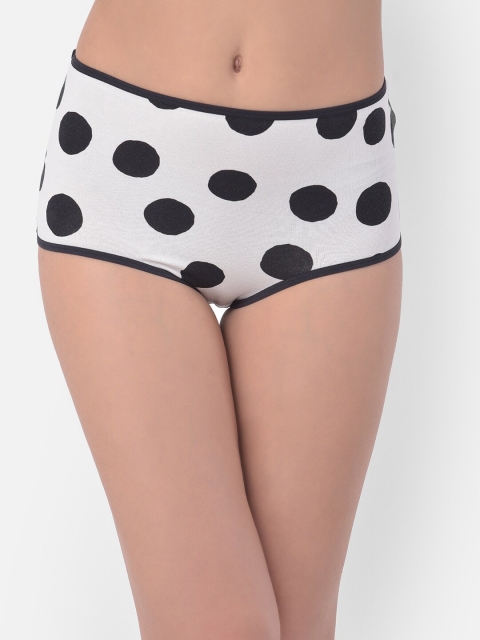 

Clovia Women White & Black Polka Dots Printed Hipster Briefs