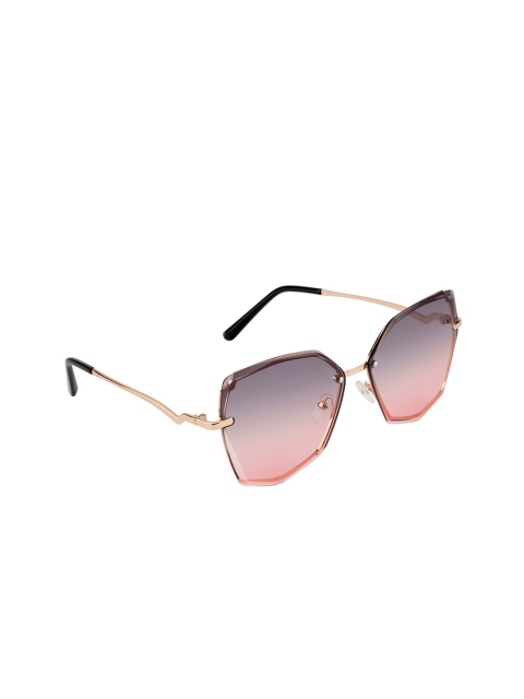

Ted Smith Women Pink Lens & Gold-Toned Butterfly Sunglasses with UV Protected Lens