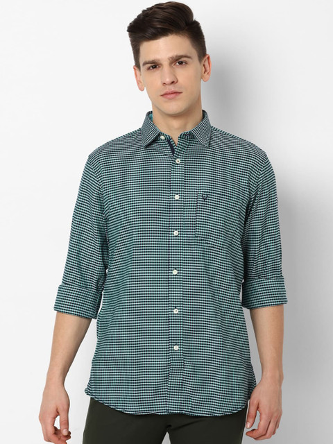 

Allen Solly Men Green & Black Slim Fit Micro Checked Cotton Casual Shirt