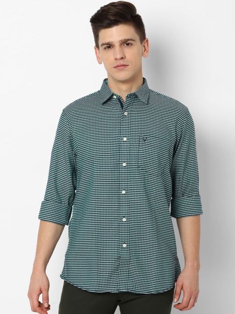 

Allen Solly Men Green and Black Cotton Slim Fit Micro Checked Casual Shirt